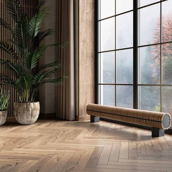Напольный конвектор Savva Timber KN Boost ШхВхД - 170х280х1500 (100х100), прозрачный лак, 4532 Вт