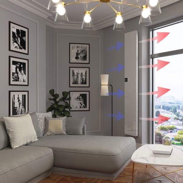 Дизайн конвектор SAVVA Chinook X2 Glass 400х1900 вертикальный, водяной, настенный