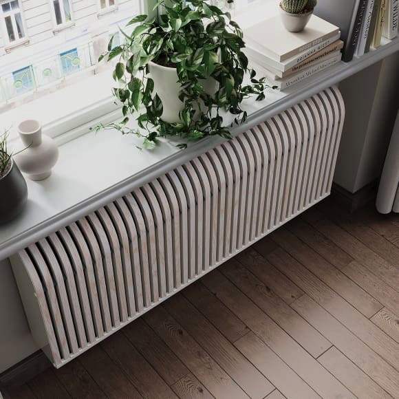 Настенный дизайн конвектор SAVVA Timber S 2400х120х400 (т/о 1), Белёный дуб, 3445 Вт