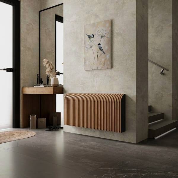 Настенный дизайн конвектор SAVVA Timber S 2000х120х250 (т/о 2), Прозрачный лак, 2897 Вт