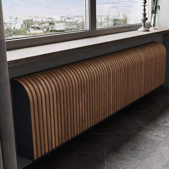Настенный дизайн конвектор SAVVA Timber S 2000х120х250 (т/о 2), Прозрачный лак, 2897 Вт
