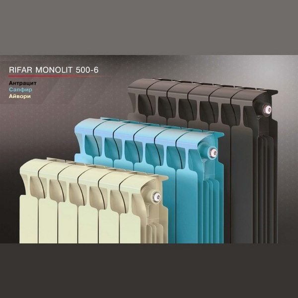 Монолитный биметаллический радиатор Rifar Monolit 300-10 айвори, нижнее правое подключение