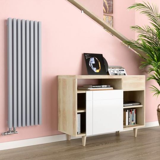 Трубчатый вертикальный радиатор Caldo Cube-900-7с-340-U с профилем 40х40, нижнее левое