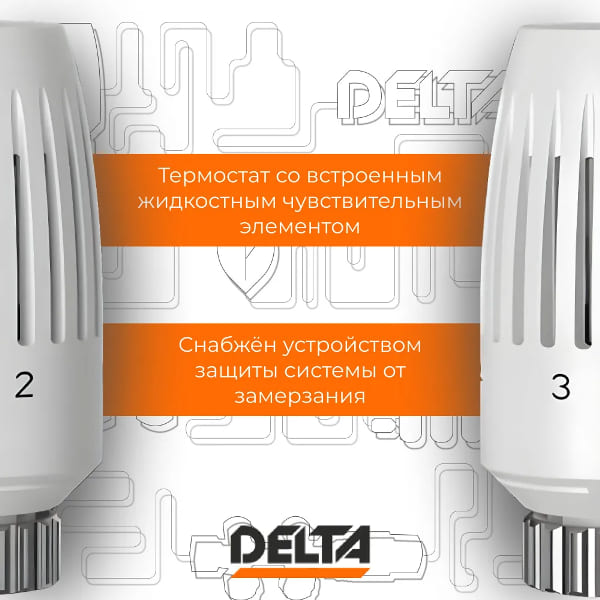 Термостатическая головка Delta CORAL M30x1,5, RAL 9016, белый (3739016)