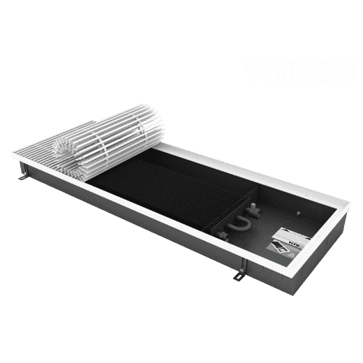 Конвектор внутрипольный Vitron без вентилятора с решёткой цвета серебро ВК-90-360-1200-4ТГ