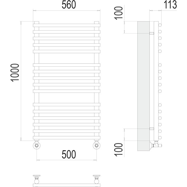 Полотенцесушитель водяной Terminus Кремона П16 500х1000 (Люкс)