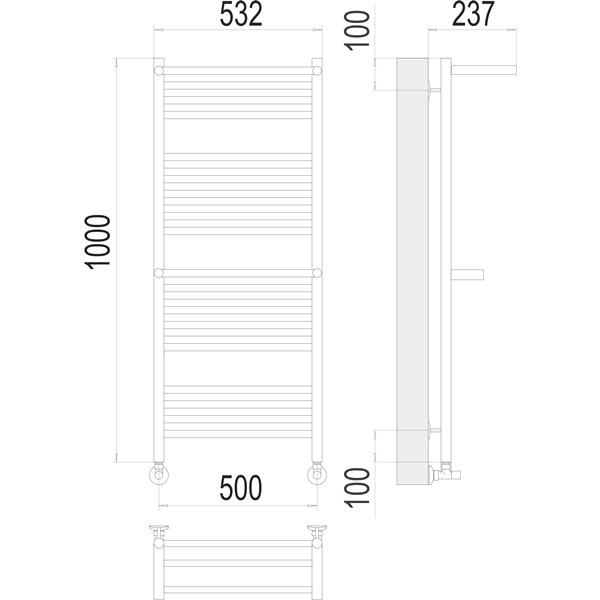 Полотенцесушитель водяной Terminus Аврора с 2-мя/п П20 500х1000 (Стандарт)
