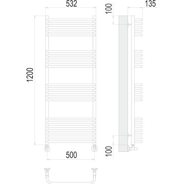 Полотенцесушитель водяной Terminus Стандарт П22 500х1200 (Стандарт)