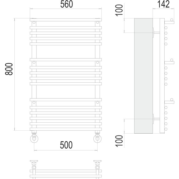 Полотенцесушитель водяной Terminus Вента люкс П16 500х800 (Стандарт)