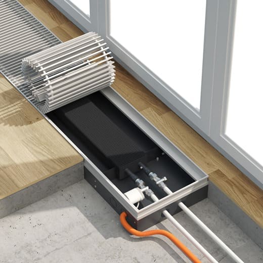 Конвектор внутрипольный Helios Therm CIA-95-310-4600-RLA-S без вентилятора с решёткой