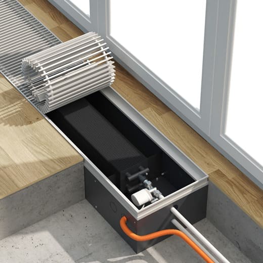 Конвектор внутрипольный Helios Therm CIAD-180-410-2700-RLA-S без вентилятора с решёткой