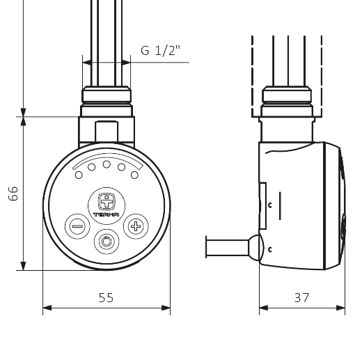 Нагревательный ТЭН Terma MEG Белый 300W