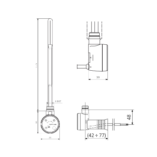 Нагревательный ТЭН Terma MOA IR Черный 300W