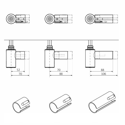 Нагревательный ТЭН Terma ONE с маскировочным элементом, профиль R36 Хром 300W