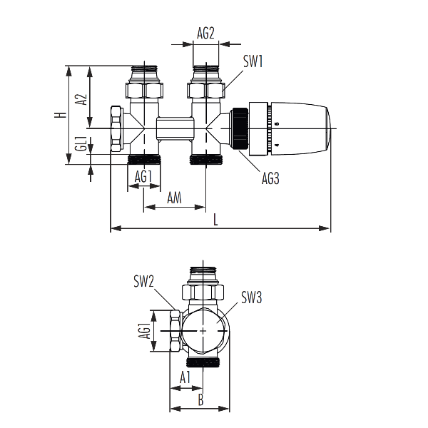 Узел термостатический универсальный Hummel 3/4-1/2 (2219841201) никель