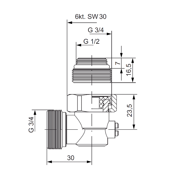 Узел запорный угловой Hummel евроконус 3/4-1/2 (2249843501) никель